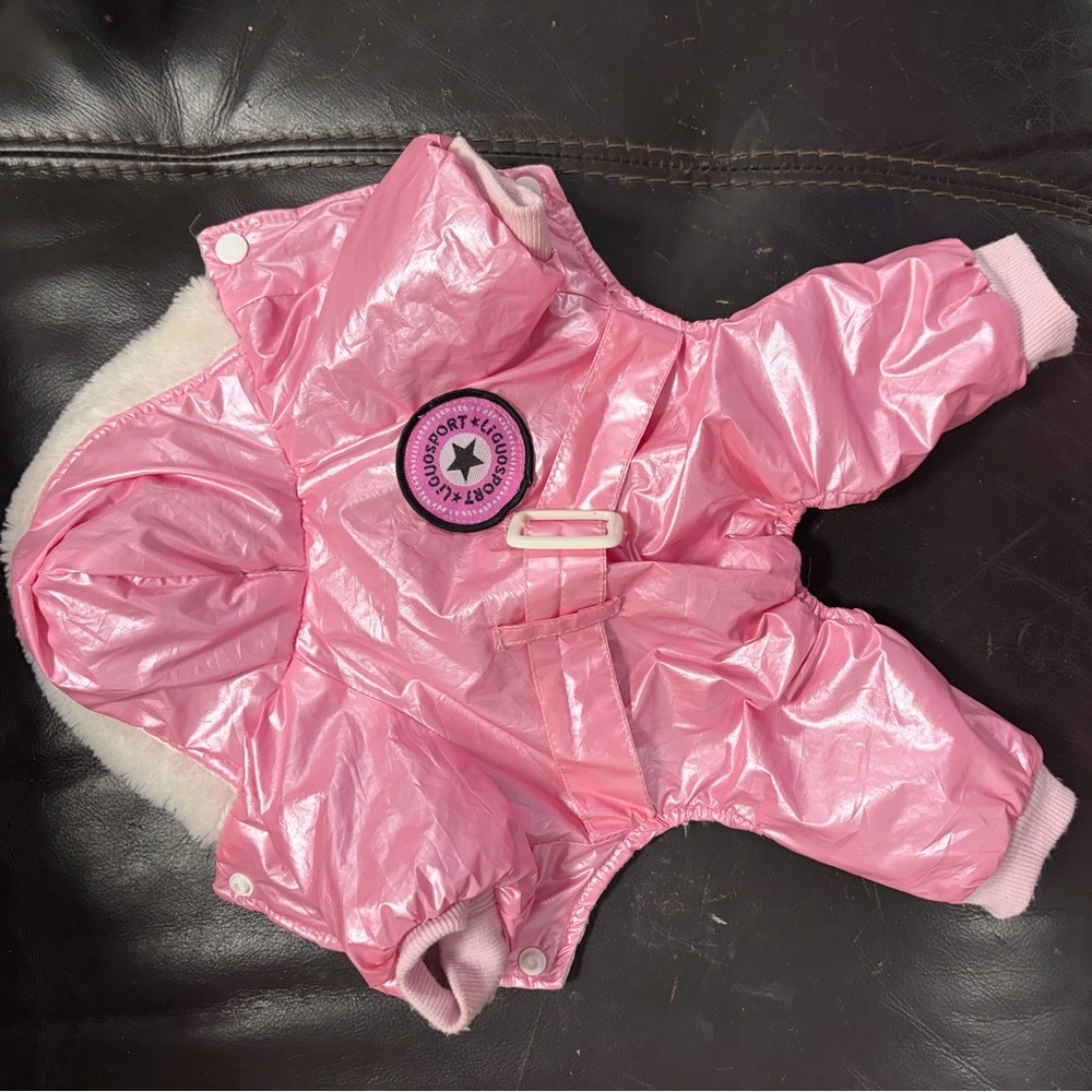 Pink Hooded small cat or dog snowsuit